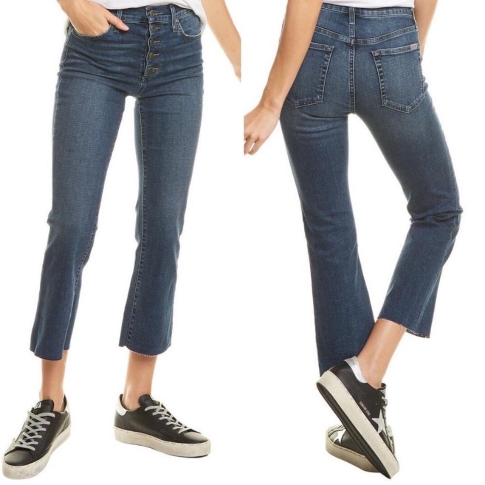 JOE'S Jeans Caswell High Rise Wide Leg Crop Jeans Exposed Button Fly Blue SZ 25